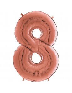 Balão Número 8 Rosa Dourado